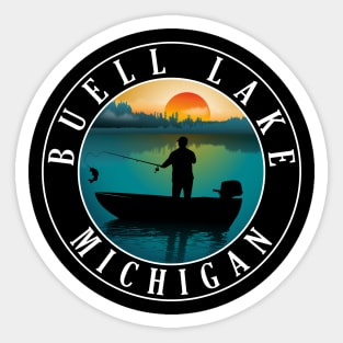 Buell Lake Fishing Michigan Sunset Sticker